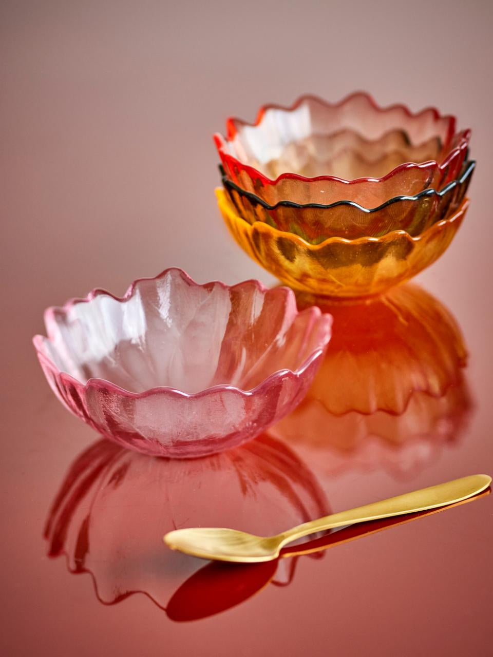 Bloomingville Dessertschale – 4er Set, 120 ml, Ø 12 cm, H 4,5 cm, Glas, Mehrfarbig