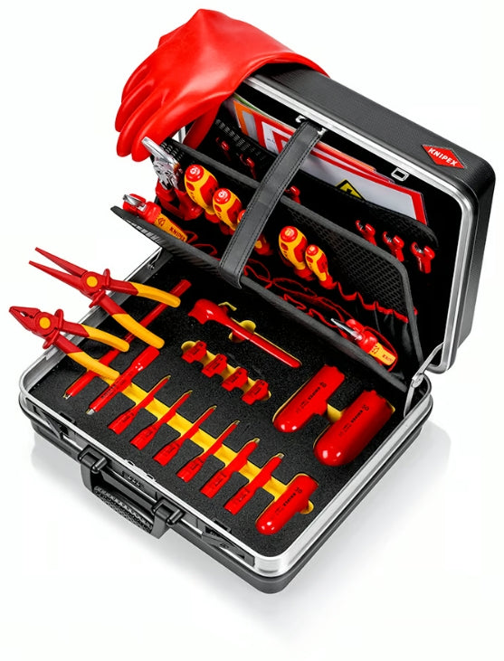 Knipex Werkzeugkasten 00 21 05 EV, 410 × 410 × 200 mm, Aluminium, grau, Handgriff, verschliessbar (Code)