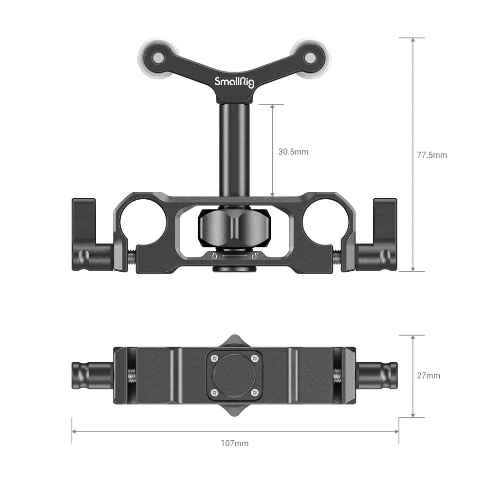 SmallRig 2727 Objektivstütze 15 mm LWS – Aluminium, Schwarz