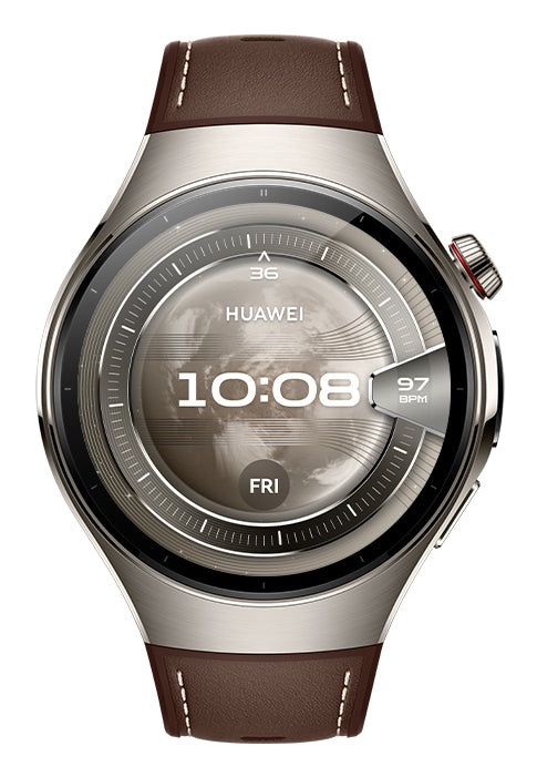 Huawei Watch 5 46 mm GPS + Cellular – Titan Silber, Braun, 50 m, für Android, iPhone