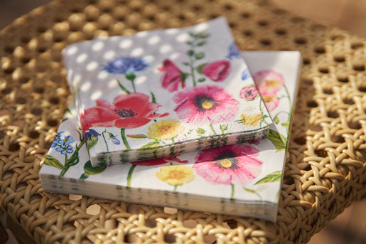 Duni Servietten Flowy Meadow – 33 × 33 cm, 3-lagig, Seidenpapier, mehrfarbig, 250 Stk.