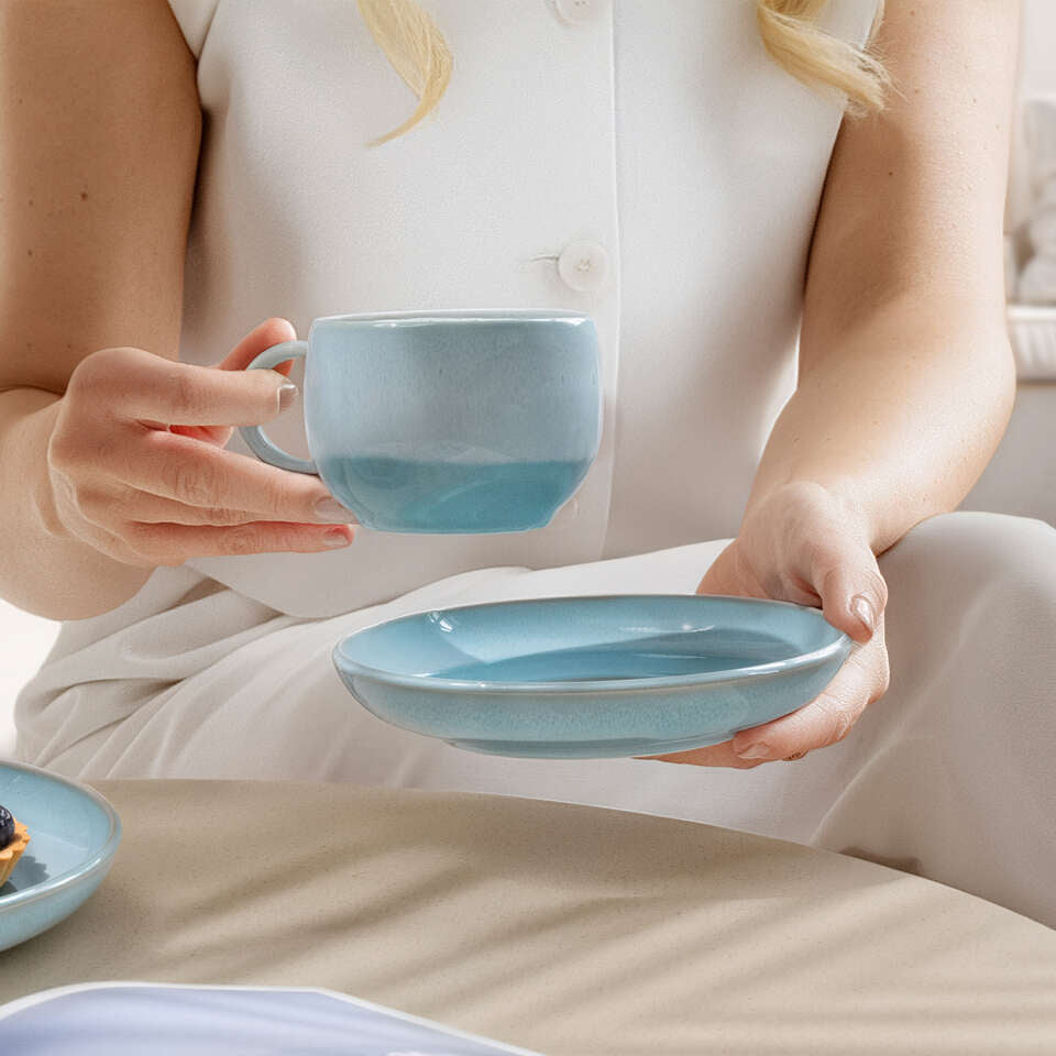 Villeroy & Boch Perlemor Untertasse – Ø 16,1 cm, Porzellan, Blau, spülmaschinenfest, mikrowellengeeignet