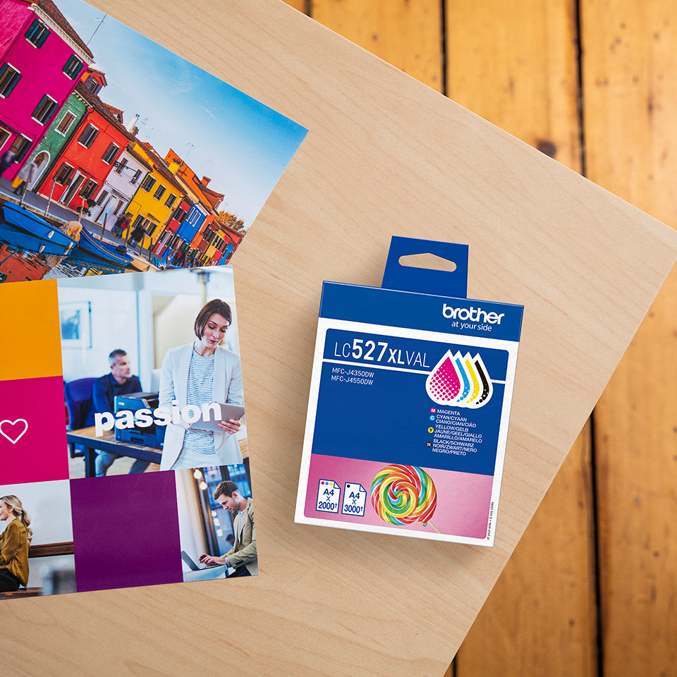 Brother LC527XL Multipack (4er-Pack), CMYK (XL), bis 3000 Seiten, für MFC-J4350DW/MFC-J4550DW