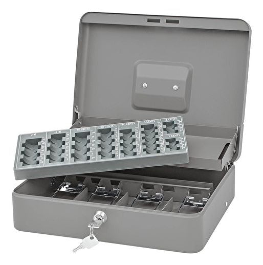Wedo 149 858012 – Geldzählkassette, 300 × 240 × 90 mm, grau, 7 Münzreihen, 4 Notenfächer