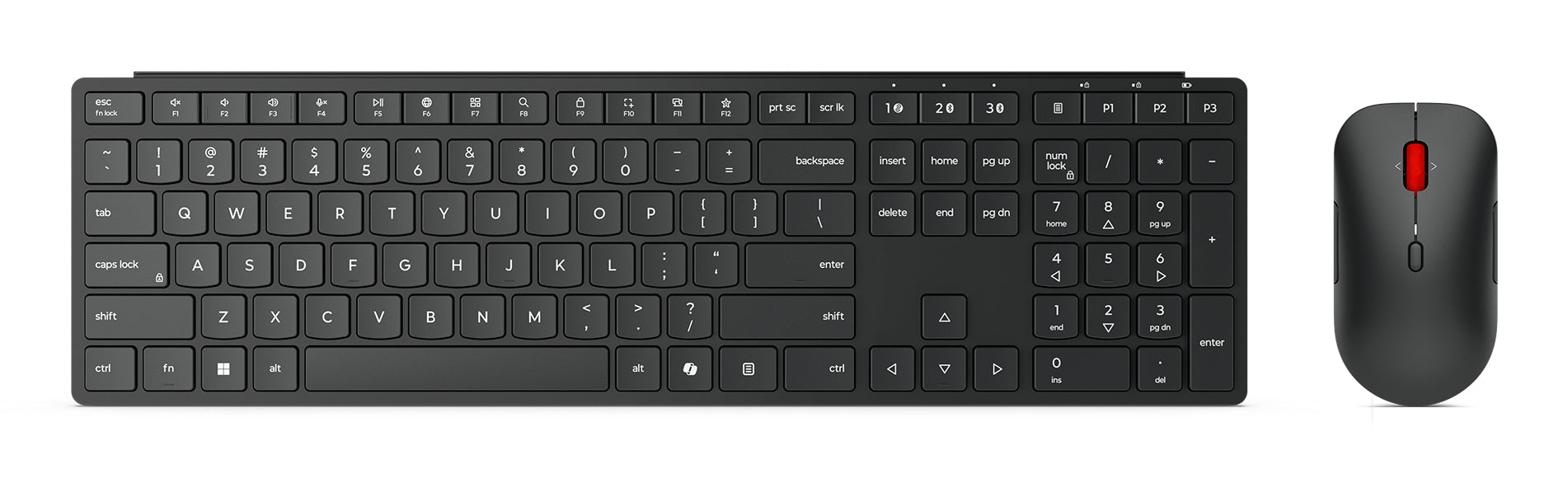 Lenovo Tastatur- und Maus-Set – Bluetooth & 2,4 GHz (USB-A Empfänger) – Schwarz