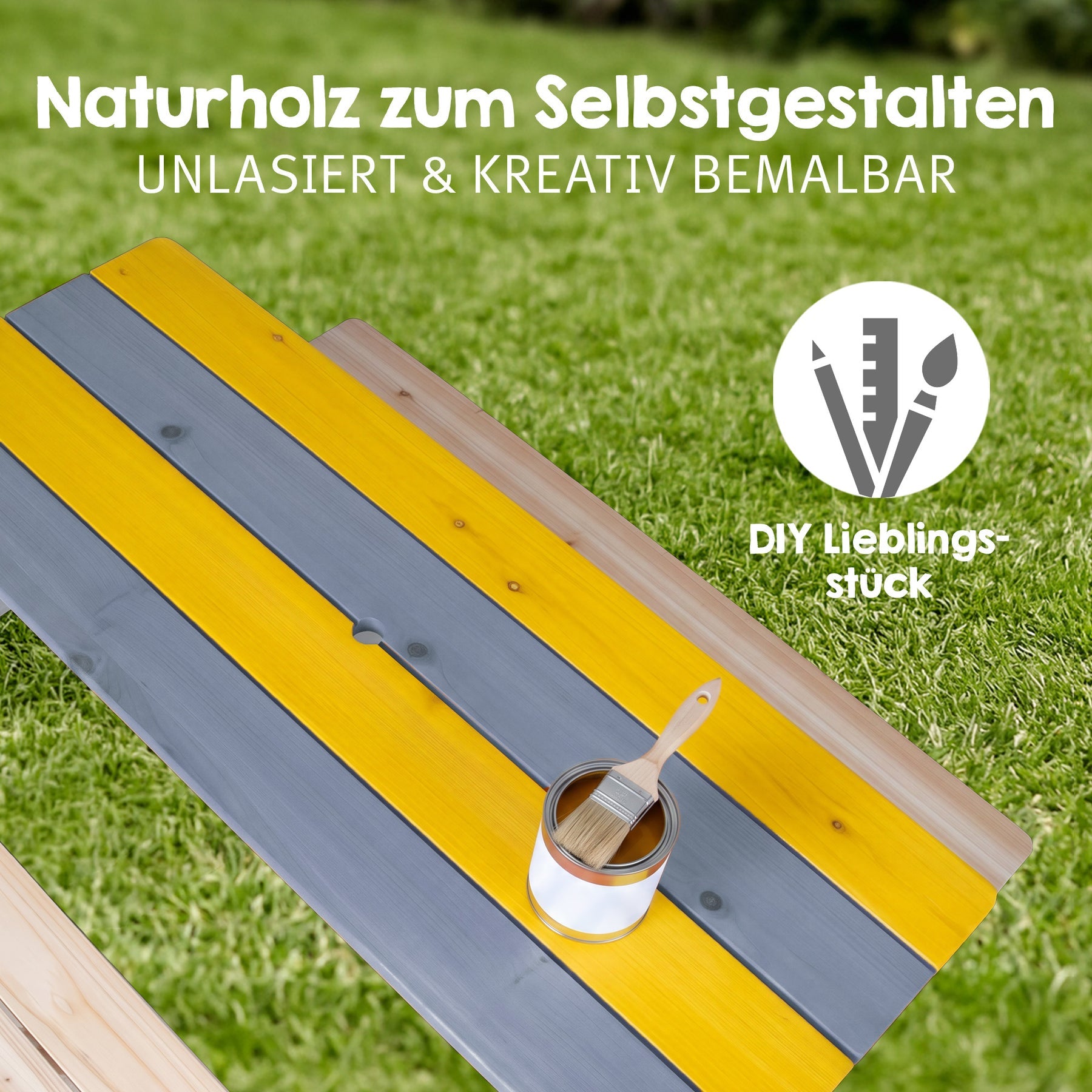 Roba Kinderstuhl 456002NU – 89 × 85,5 × 50 cm – Kunststoff & Massivholz – Holzfarbe/Grau – mit Spielwannen