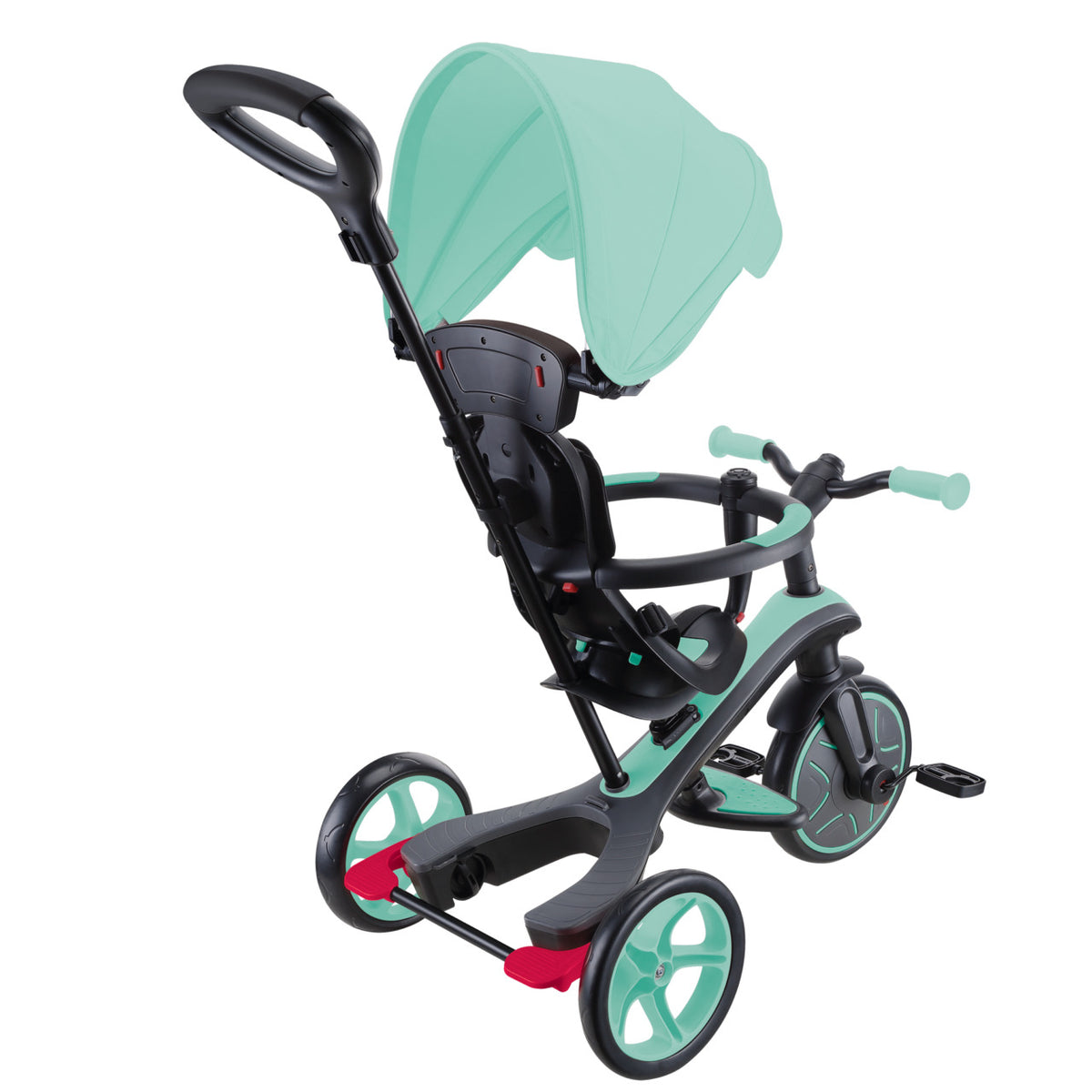 Globber Explorer 4-in-1 Dreirad – Gurt, Schiebestange, verstellbarer Sitz – ab 10 Monaten