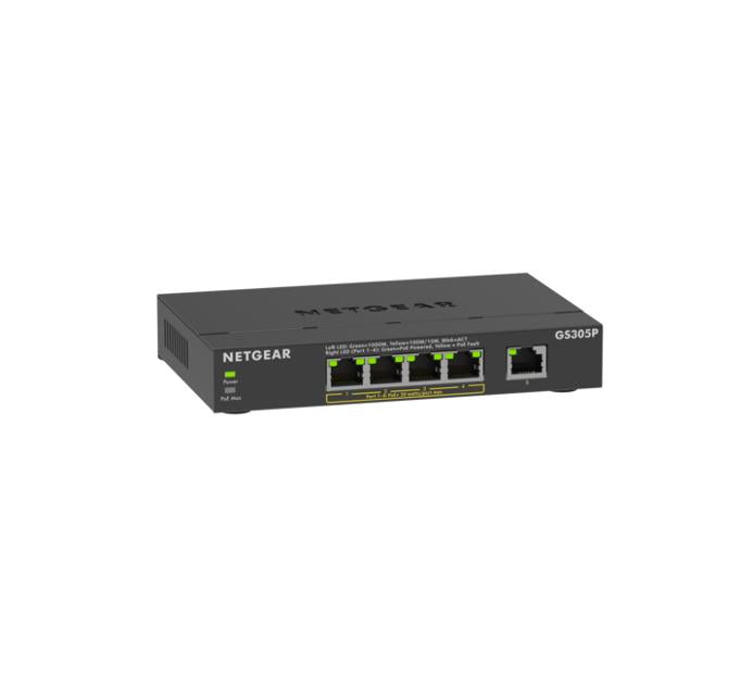 NETGEAR GS305Pv3 – Unmanaged Switch – 5× 1G, PoE+, PoE-Budget 63 W, Desktop