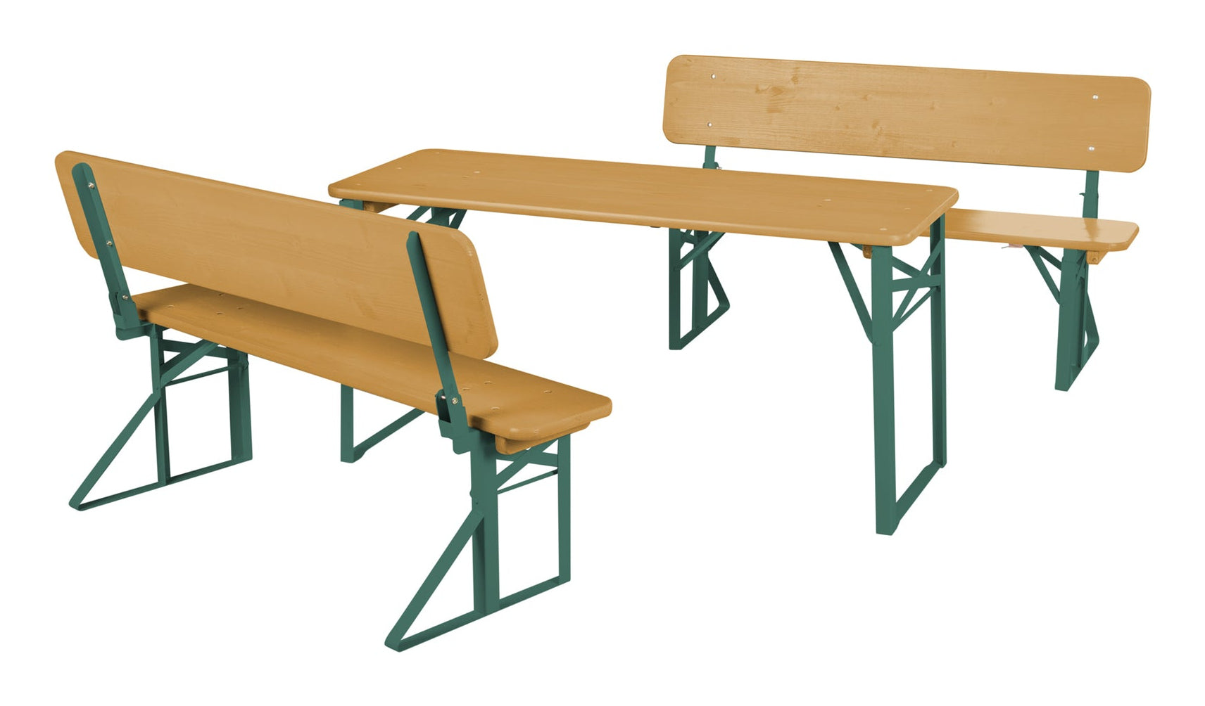 Roba Bistro-Set 3-teilig – Grün, Holz – Metall, Holz – Tisch 109 × 40 × 52 cm – klappbarer Tisch