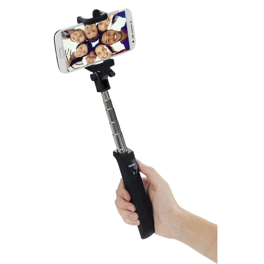 Hama Selfie-Stick, Bluetooth-Auslöser, teleskopisch 70 cm – für Smartphones – Schwarz, Kunststoff