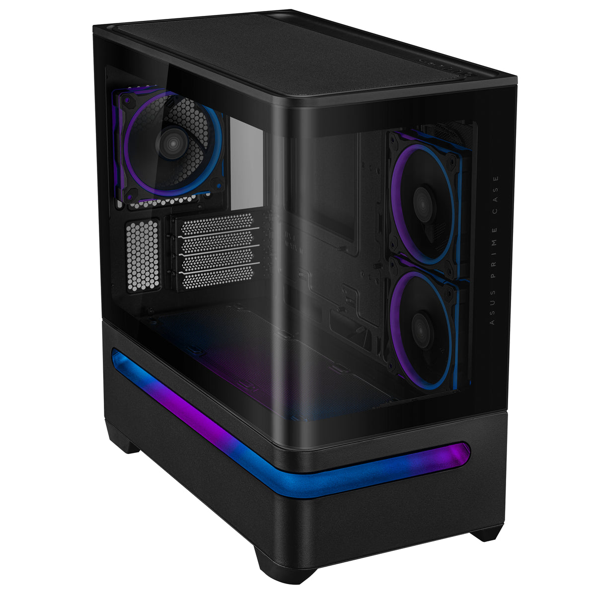 ASUS AP202 PRIME TG – PC-Gehäuse – Mid-Tower – mATX/Mini-ITX, 6× Lüfterplätze, Weiss, Sichtfenster