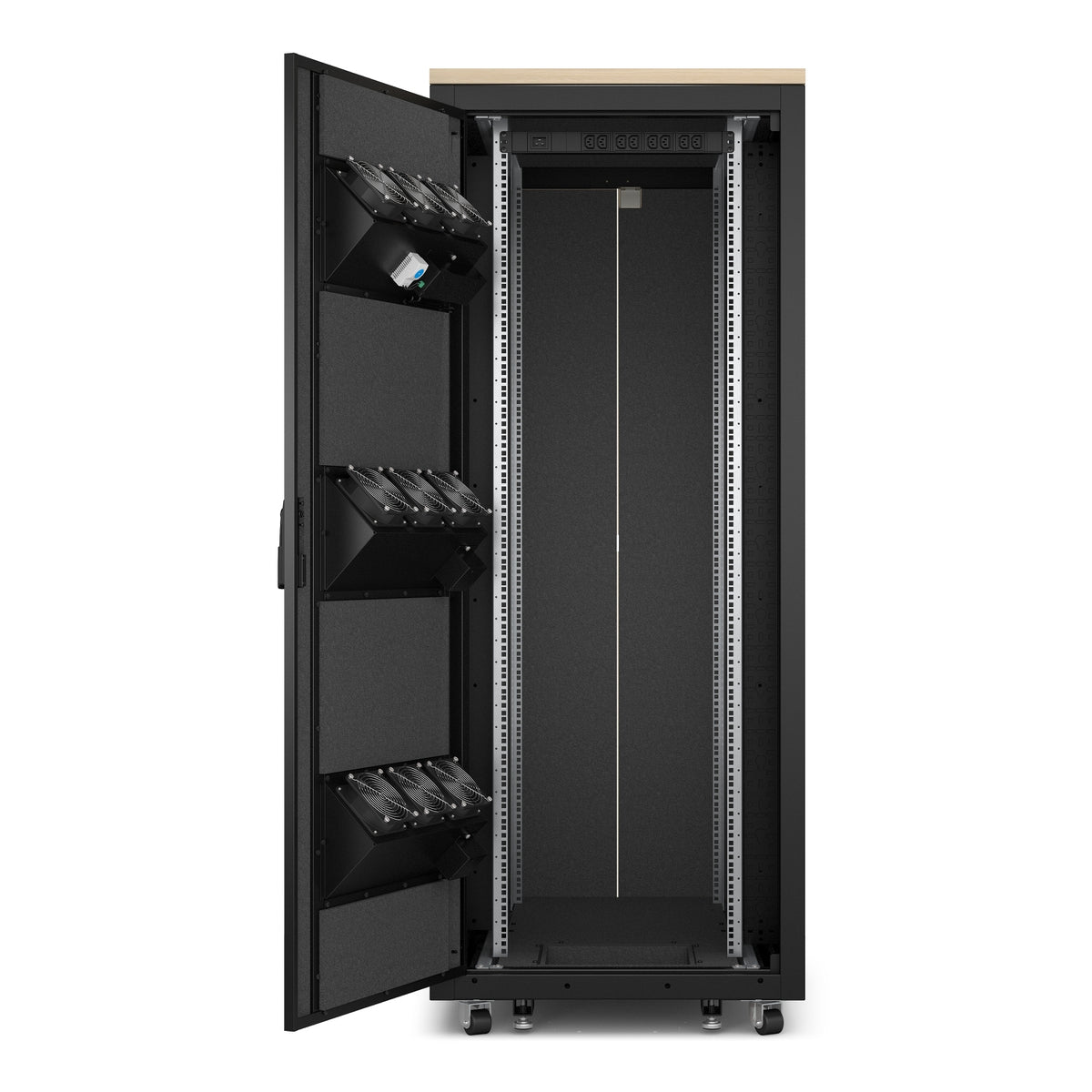 APC NetShelter Soundproof – 19" Netzwerkschrank 38U, abschliessbar, 750 × 1130,4 × 1940 mm, schwarz/ahorn