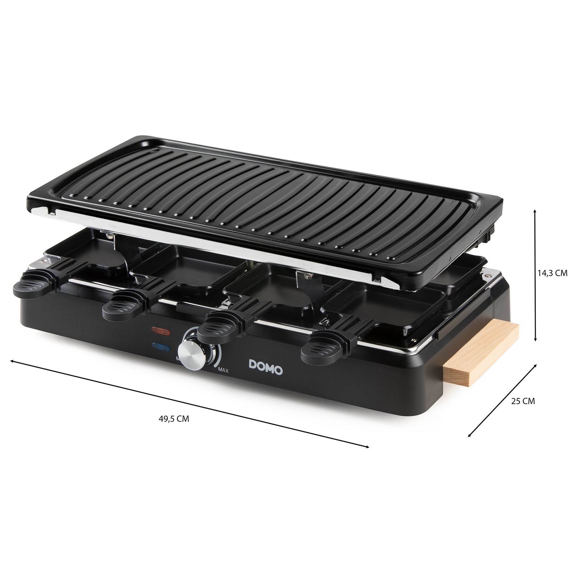 Domo Raclette DO9294G – 8 Personen, Keramik-Grillplatte, 1400 W – schwarz