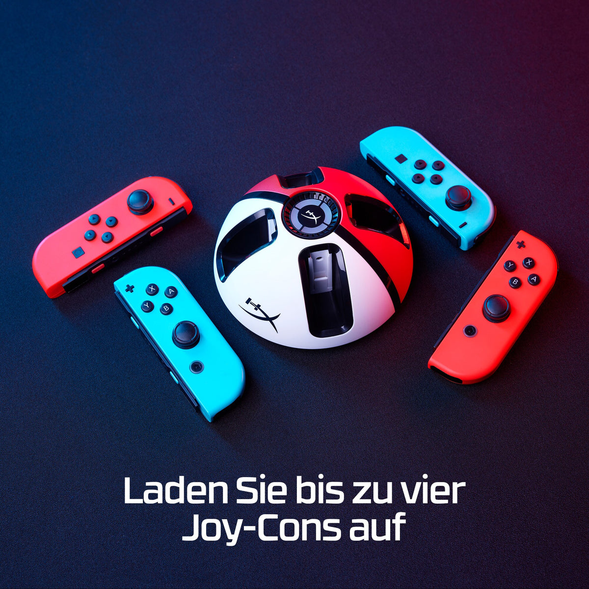 HyperX ChargePlay Quad 2 Controller-Ladegerät (USB) 4× – für Nintendo Switch – rot/weiss