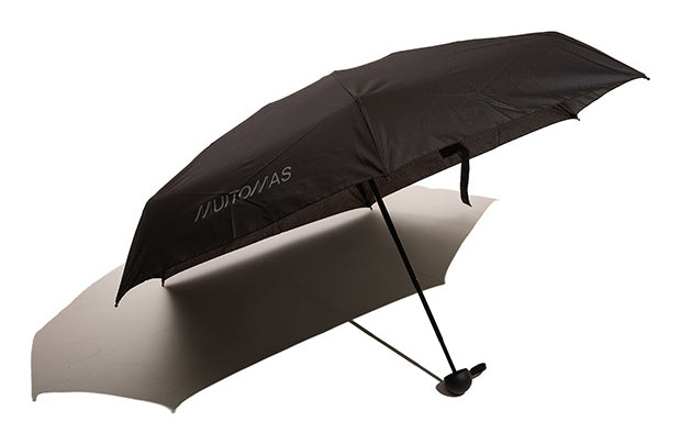 Muitomas Taschenschirm – L 17,5 cm – schwarz – mit Hülle, rutschfester Soft-Touch-Griff