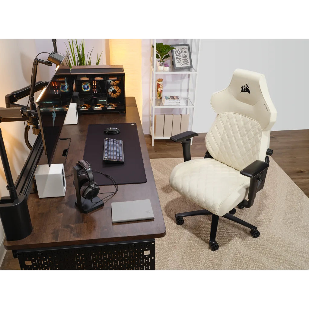 Corsair Bürostuhl T500 Luxe Frost – Sitzhöhe 42–52 cm, 120 kg, Weiss