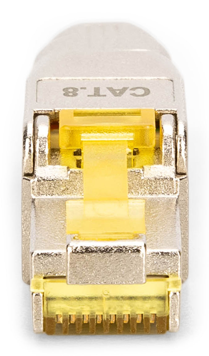 Digitus RJ-45 Feldstecker Cat8.1 – Geschirmt, werkzeugfrei, gerade, Nickel/Gold, Silber/Gelb, 1 Stück