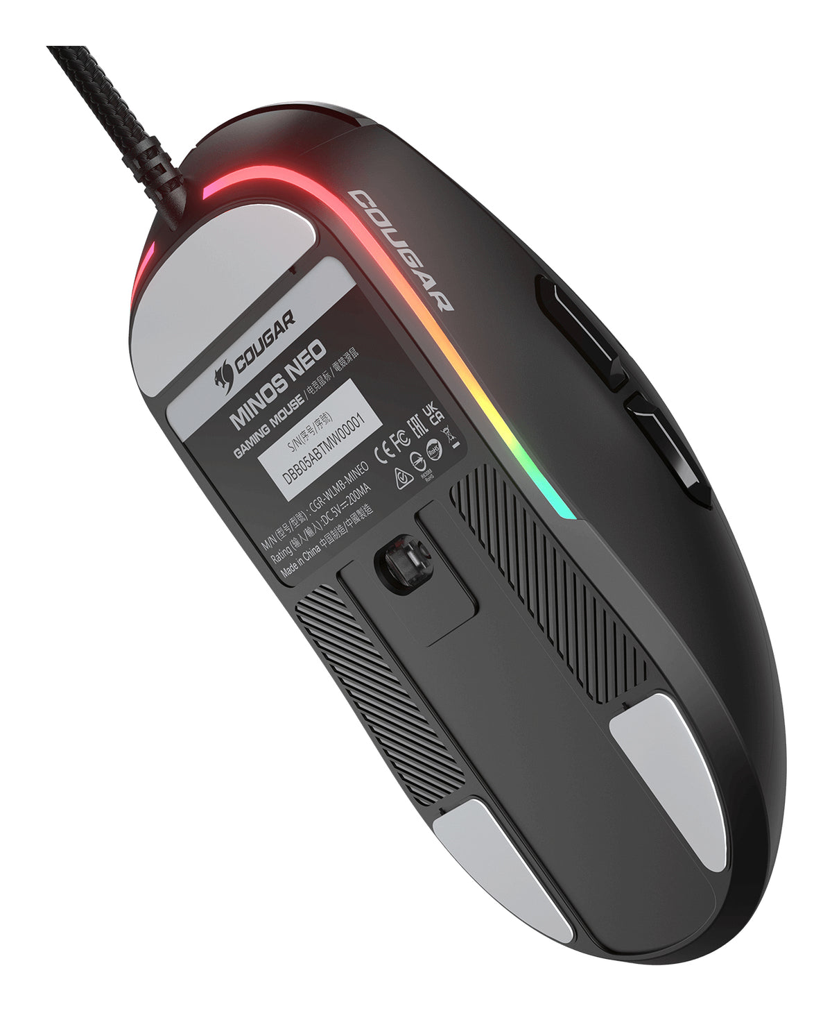 COUGAR Gaming Minos Neo – Gaming-Maus – Kabelgebunden (USB‑A), 6200 DPI, beidhändig, Schwarz