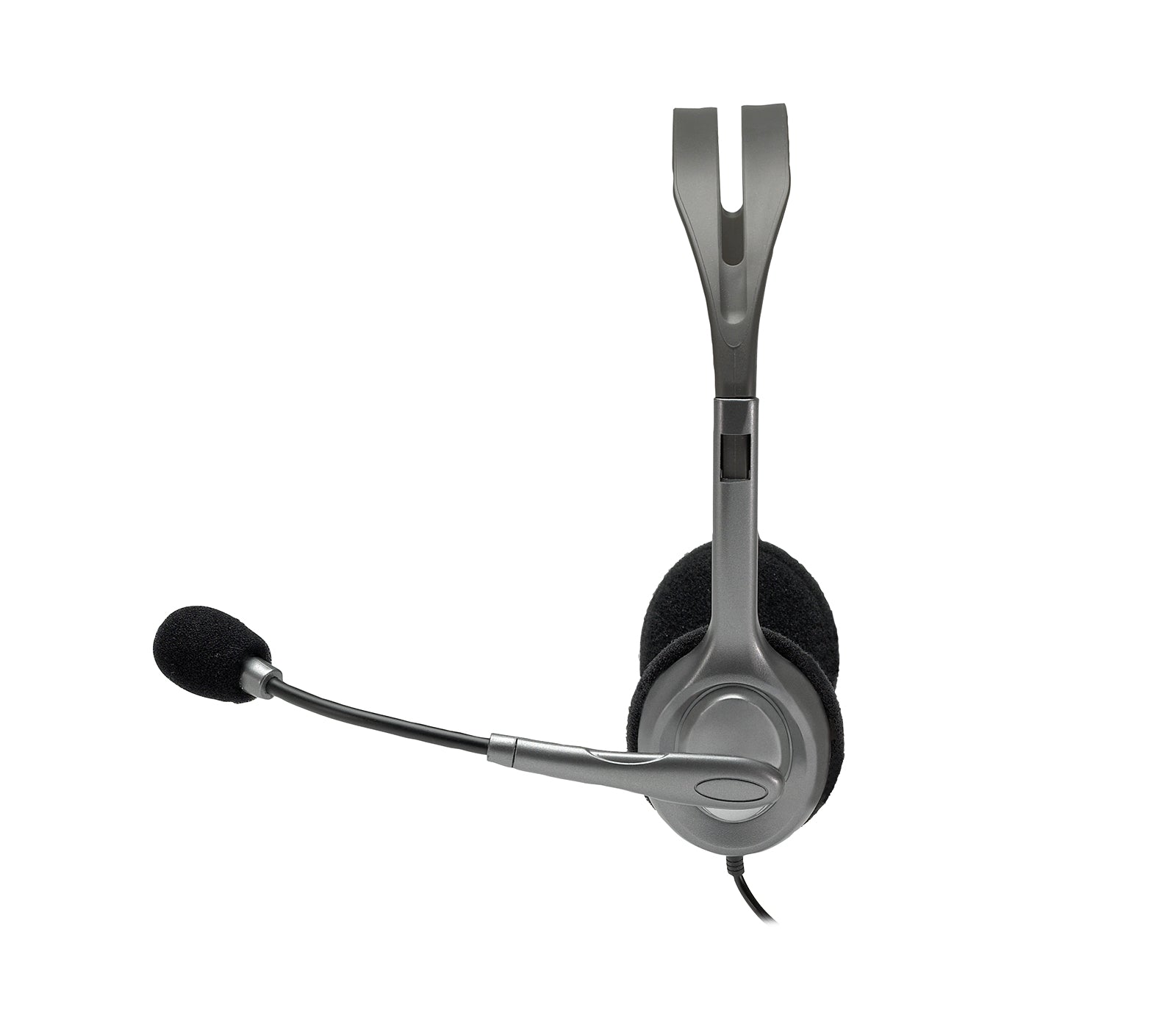 Logitech H110 Office-Headset – On-Ear, Stereo, Kabel, 2 × 3,5 mm Klinke, Schwarz/Silber
