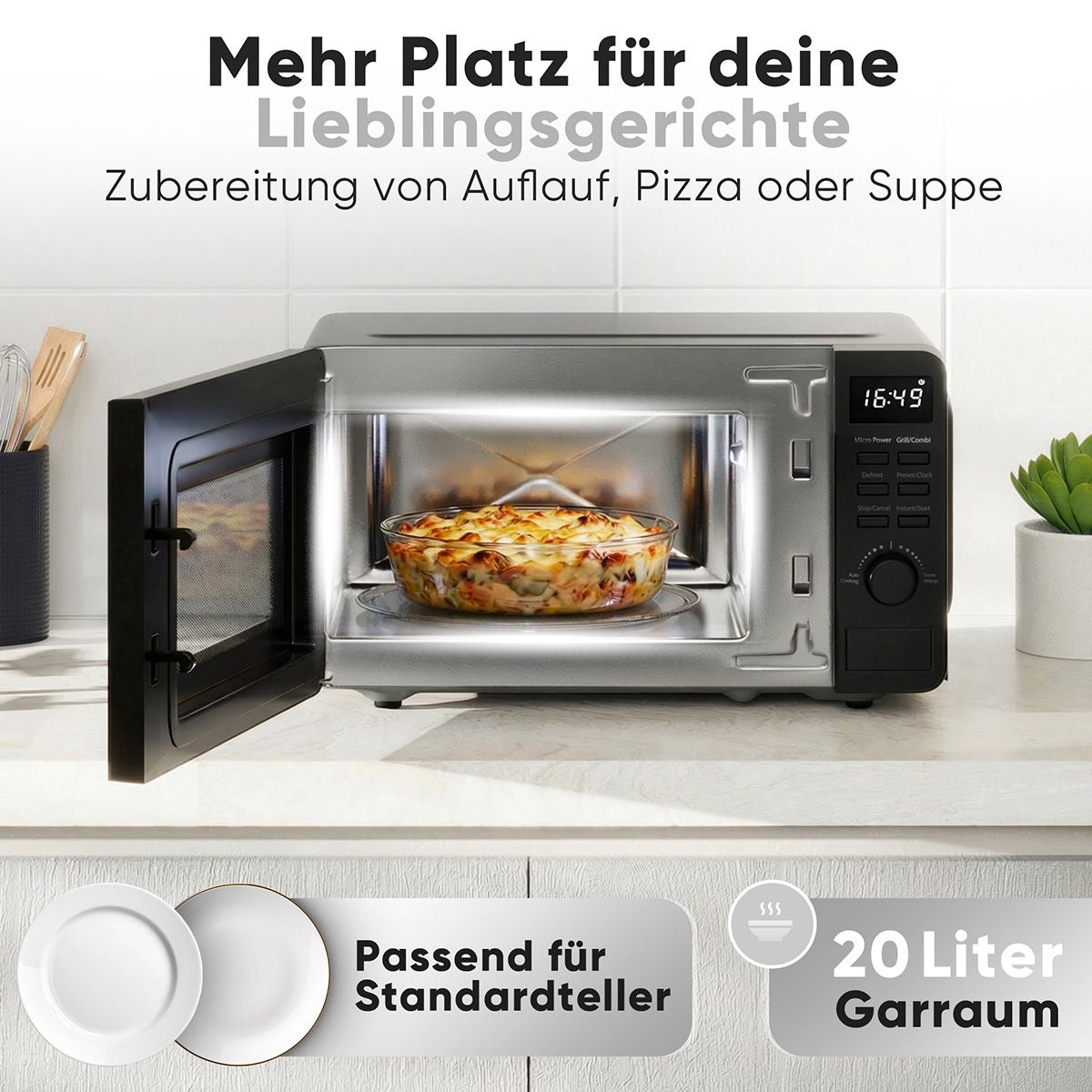ProfiCook Grill-Mikrowelle PC-MWG 1319 – 20 l, Grill, 700 W – Schwarz