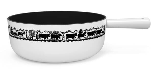 Stöckli Caquelon Classic – Ø 22 cm – Gusseisen, für Fondue Bourguignonne, Induktion, Weiss