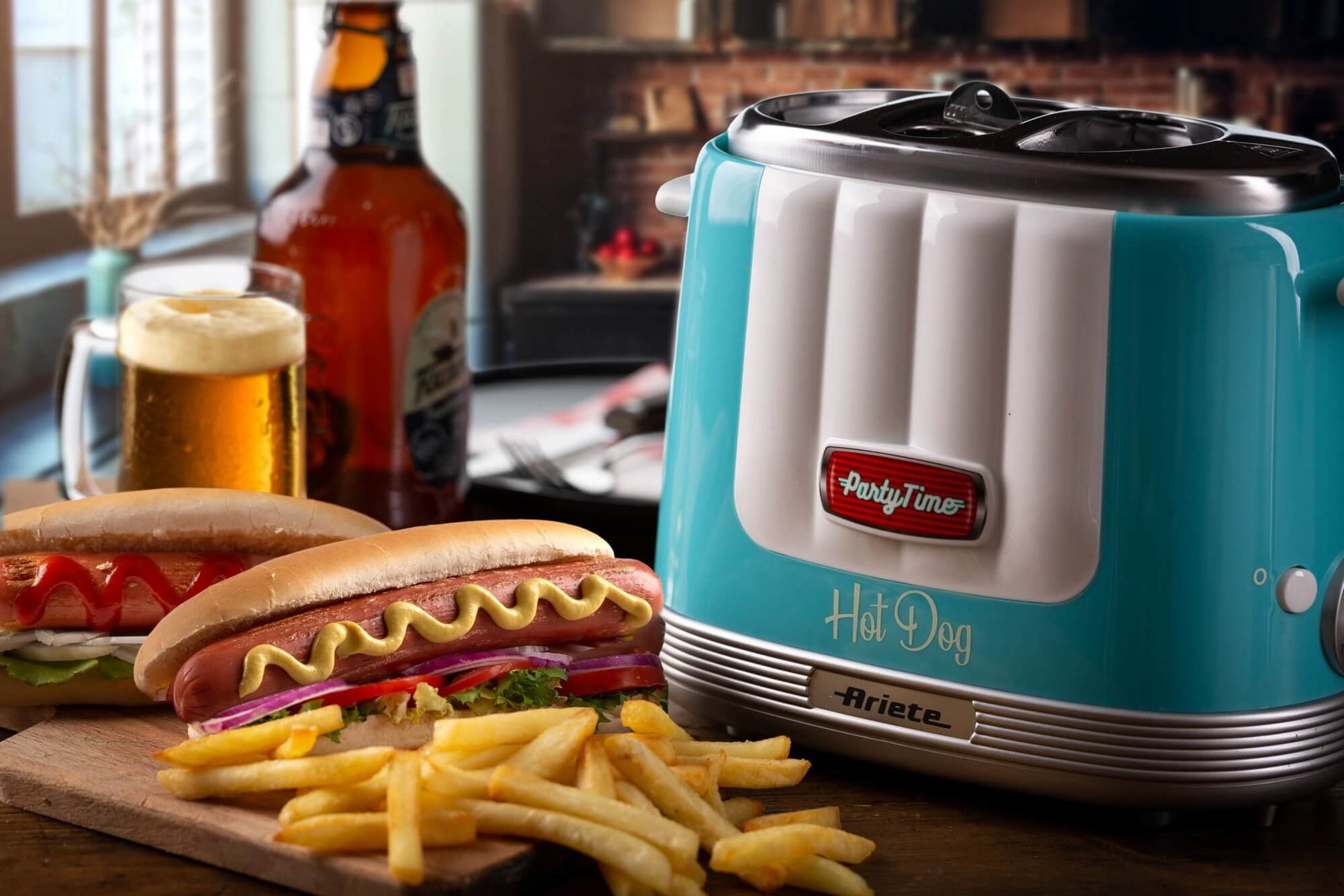 Ariete Hot-Dog-Gerät ARI-206-RD – 2 Hot Dogs, 5 Stufen, 650 W – Hellblau