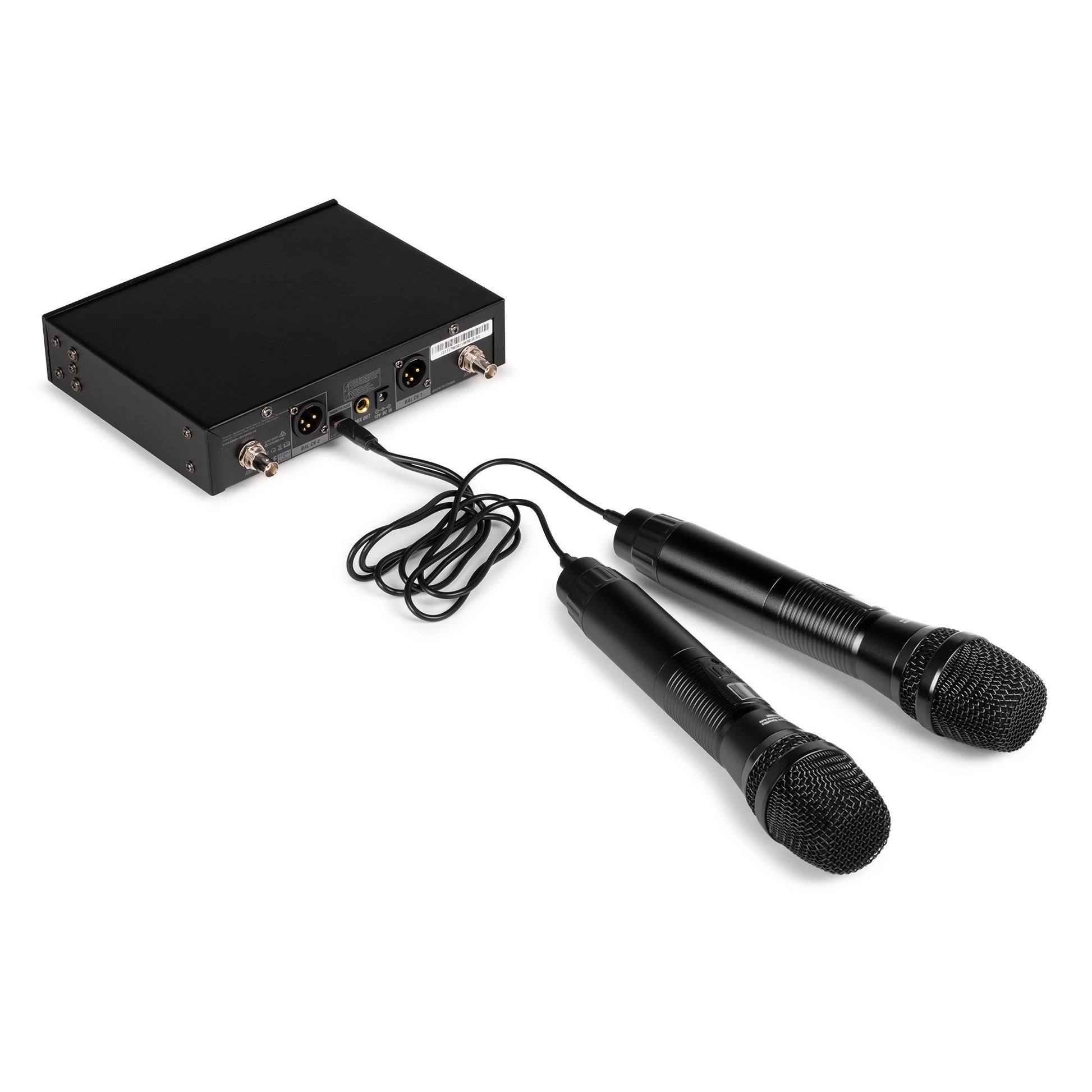 Power Dynamics PD522 – Bühnenmikrofon 2er-Set – XLR, Kabellos (500–530 MHz), Niere, 50–18'000 Hz, Schwarz