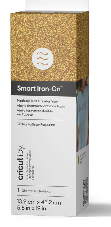 Cricut Aufbügelfolie (HTV), Gold, Glitzer, 13,9 × 48,2 cm, für Cricut Joy