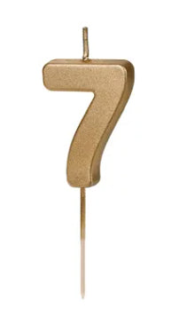 PartyDeco Geburtstagskerzen Zahl 7 – Gold – 4,5 cm – 1 Stk