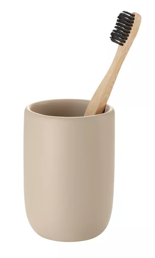 Diaqua Zahnputzbecher Smilla – 7,3×7,3×10 cm, Polyresin, Beige