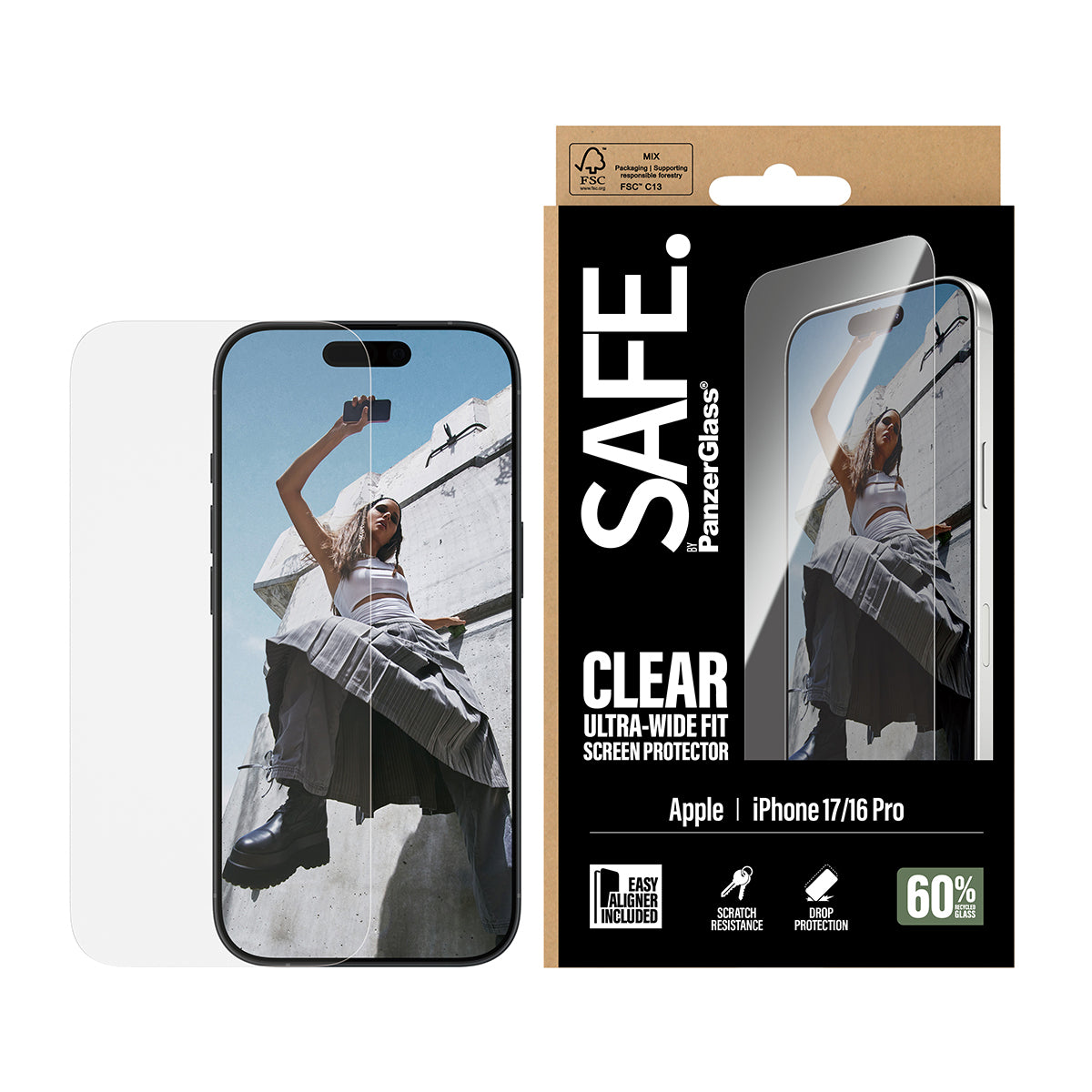 PanzerGlass Displayschutzglas – für Apple iPhone 17, kratzresistent, anti-fingerprint, Hartglas, transparent