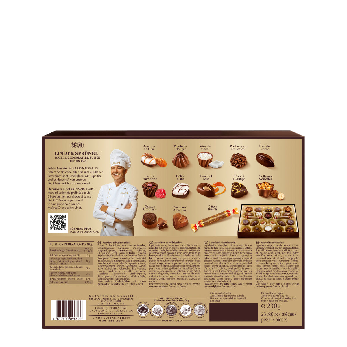 Lindt CONNAISSEURS Pralinés – Assortiert – 230 g
