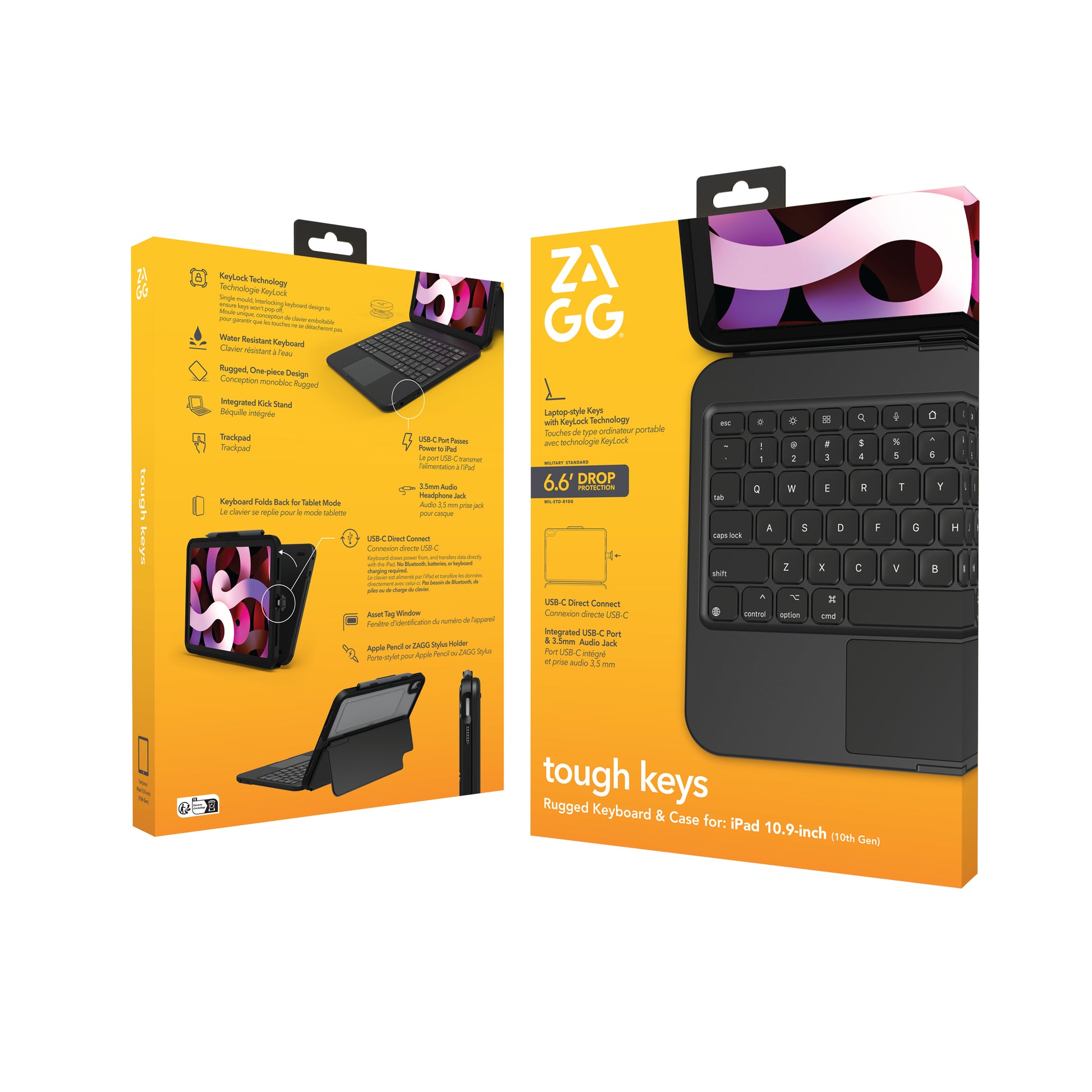 ZAGG TOUGH KEYS – Tastatur, CH-Layout (DE-CH), Schwarz – für iPad 10,9" (10. Generation)