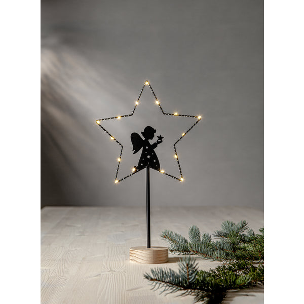 Star Trading Dekorationsfigur – 25 × 42 × 9 cm, 15 LEDs, batteriebetrieben – schwarz