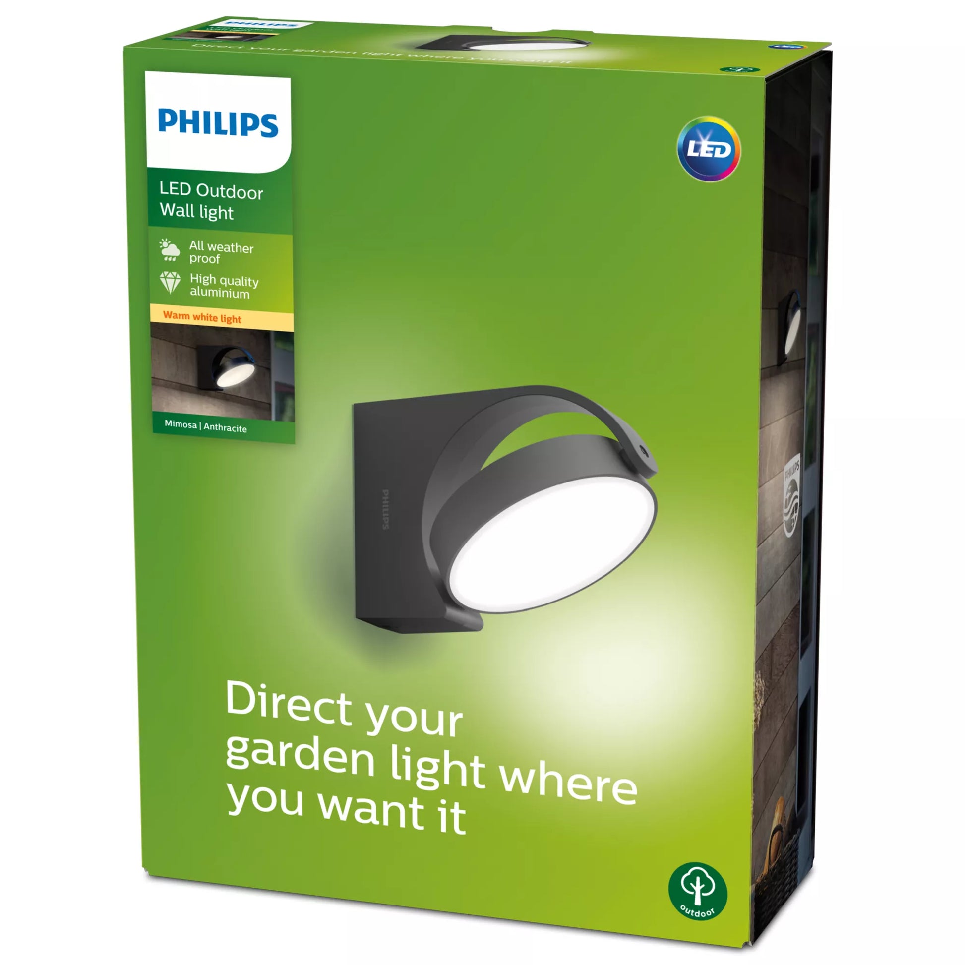 Philips by Signify Philips Aussenwandleuchte – 630 lm, 7 W – Warmweiss, 2700 K – IP44 – Netzbetrieb – Anthrazit, Aluminium