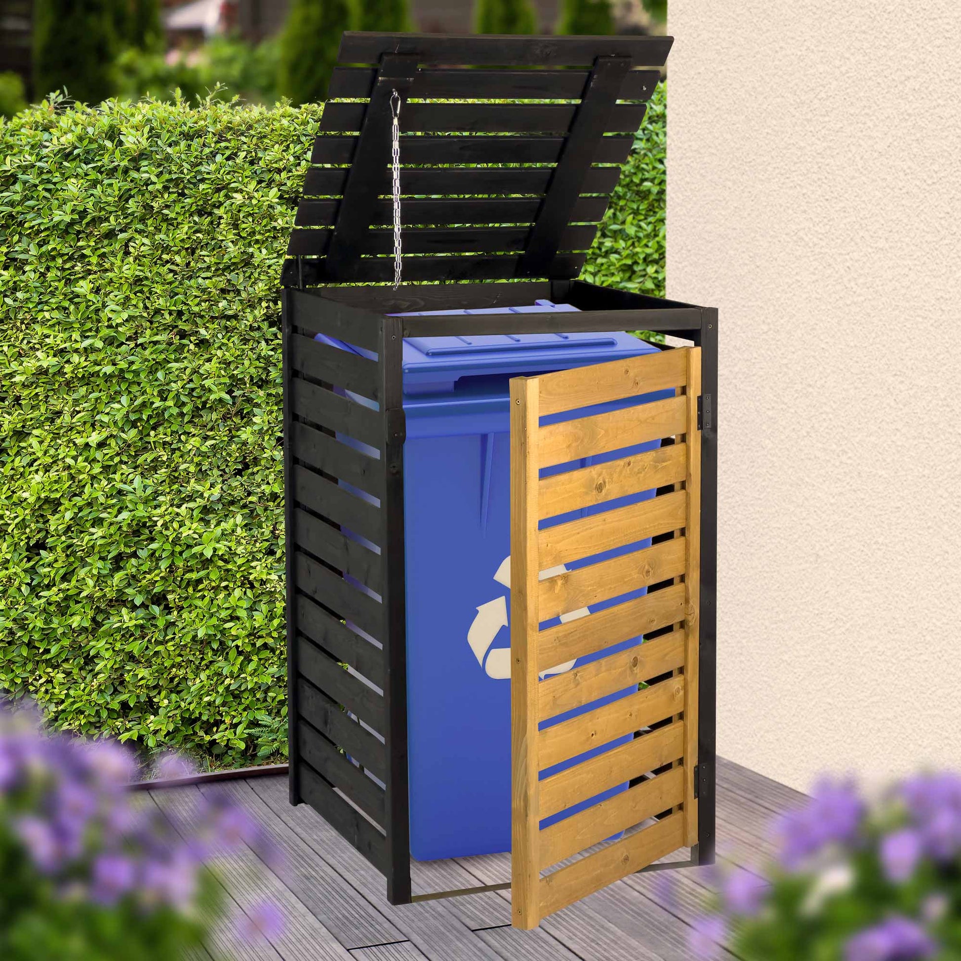 Dobar 93900FSCE Aufbewahrungsbox 120 L – Holz – Schwarz/Braun – 670 × 1120 × 695 mm