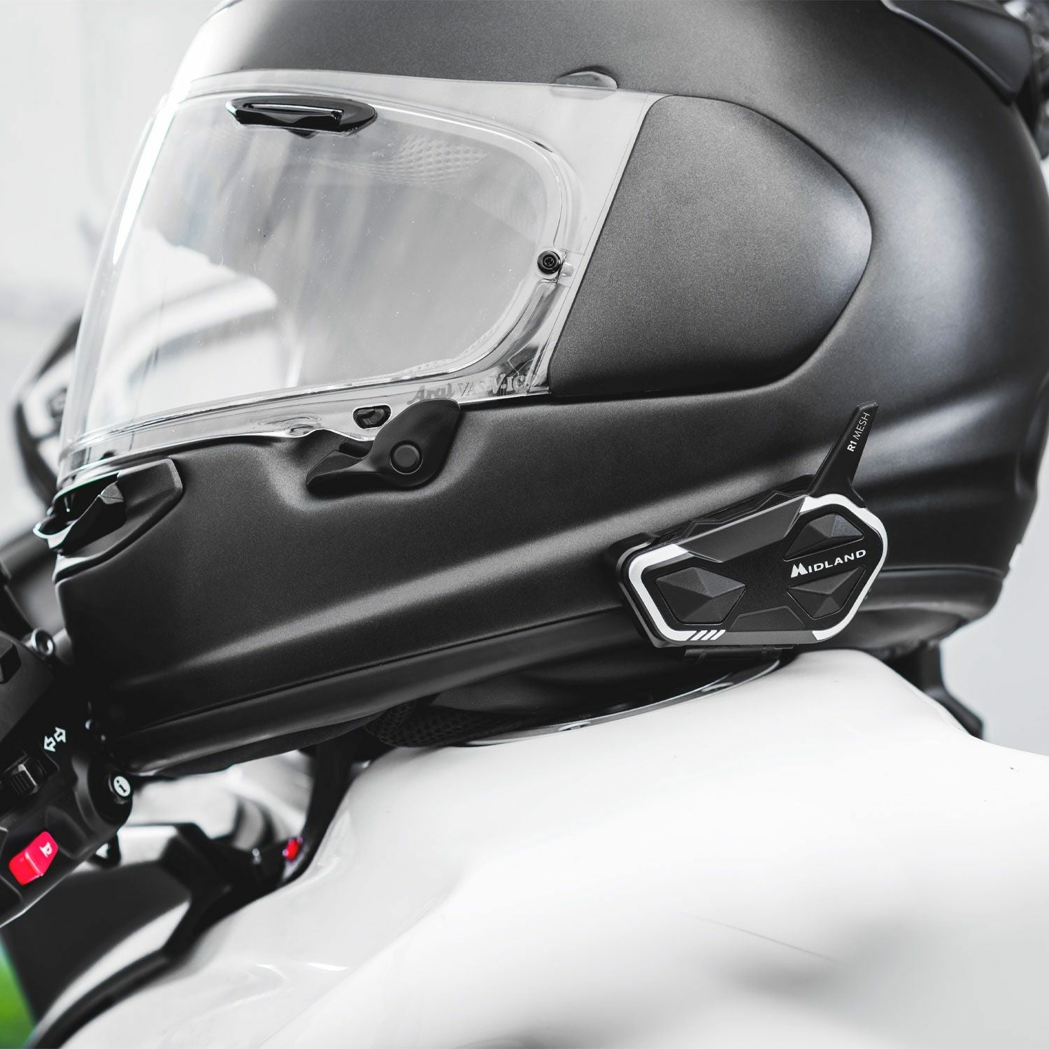 Midland R1 Mesh Lautsprechertelefon – Bluetooth – für Motorrad – Schwarz/Weiss