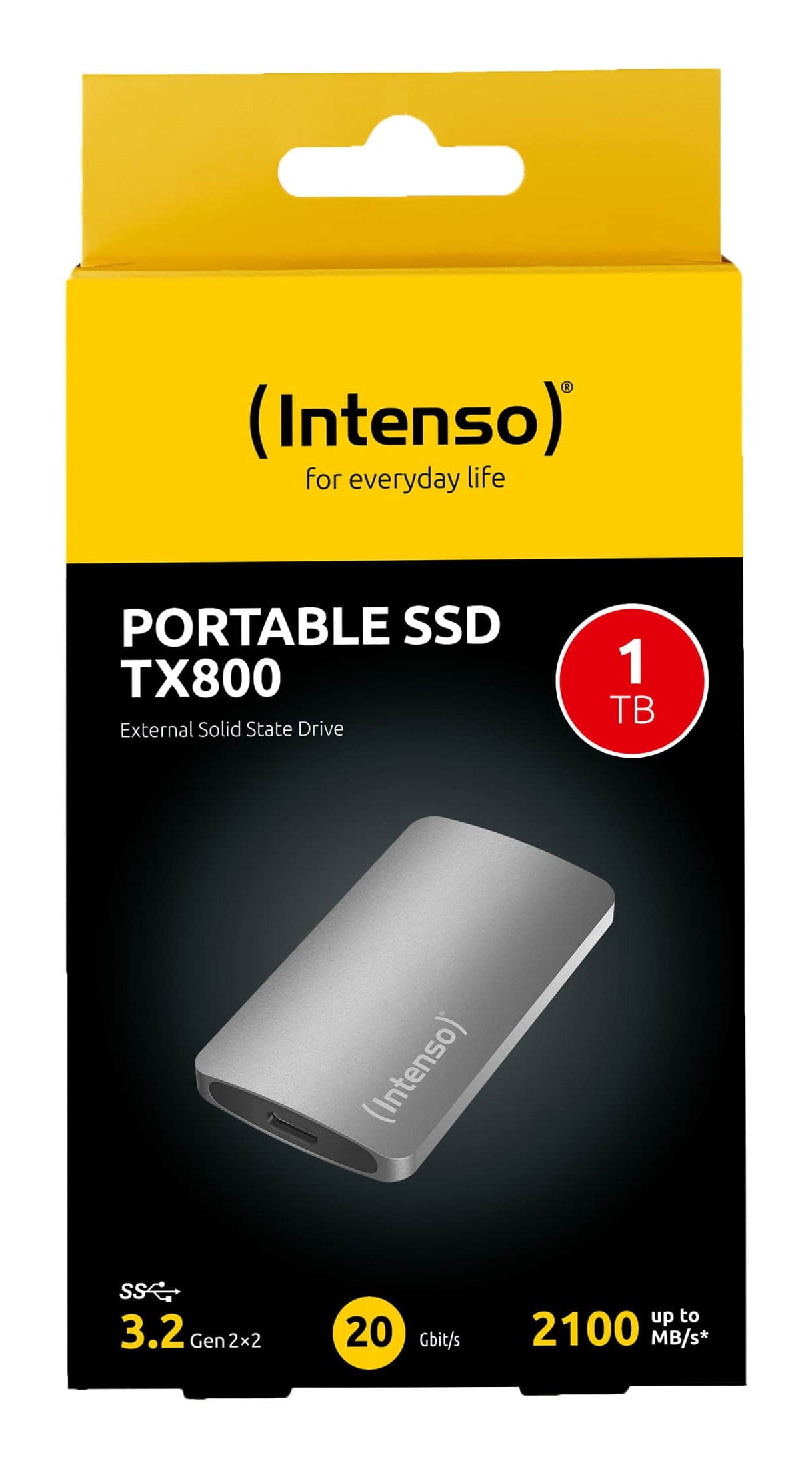 Intenso TX800 – Externe SSD, 1 TB, USB 3.2 Gen 2×2 (20 Gbit/s), USB-C, Anthrazit
