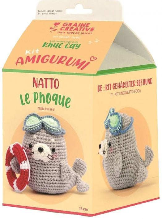 Graine Creative – Häkelset Amigurumi (Robbe) – 13 × 26 cm – ab 3 Jahren