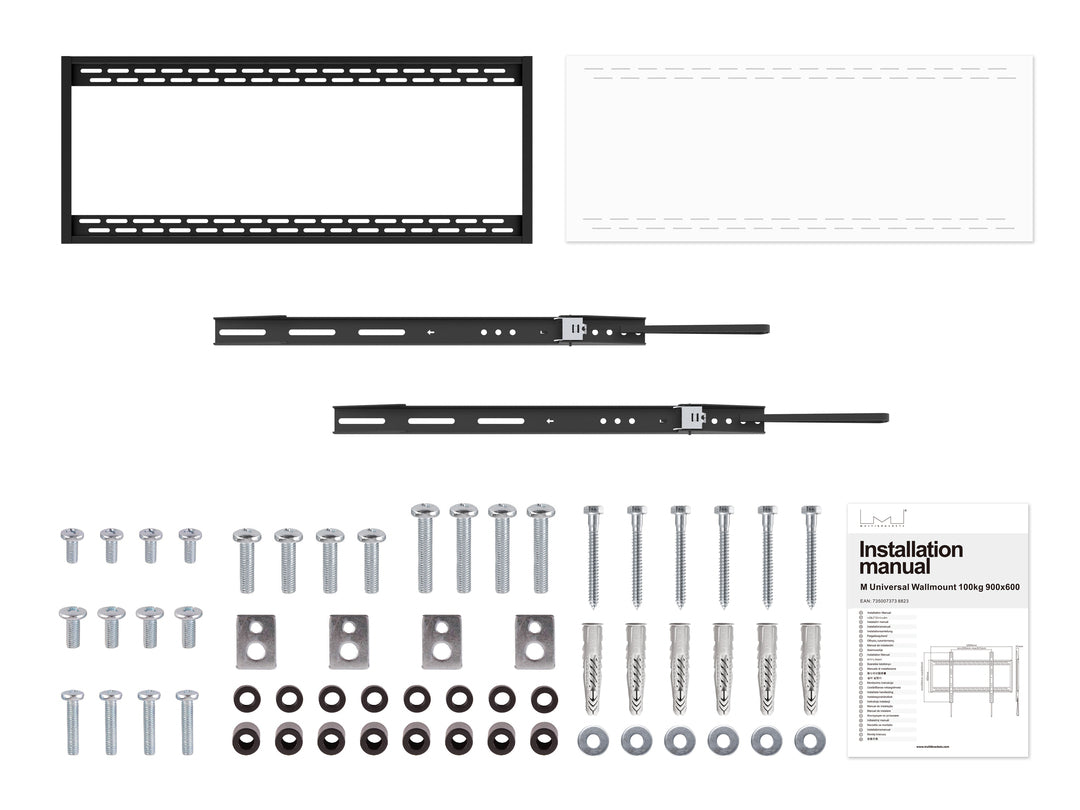 Multibrackets Wandhalterung, fix, für 88", VESA 900×600, bis 100 kg, Querformat, schwarz