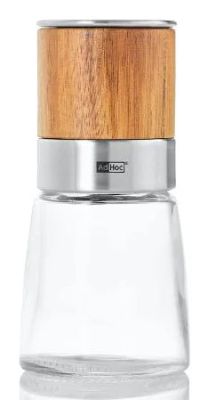AdHoc Salz-/Pfeffermühle Ø 6,5 × 13,5 cm, Akazie/Edelstahl/Glas, Braun/Silber/Transparent