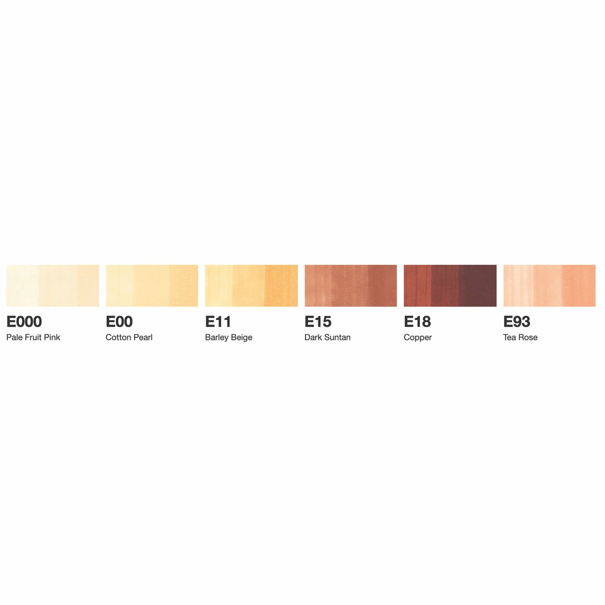 Copic Permanent Marker – E00, E11, E13, E15, E18, R20, 6er Set