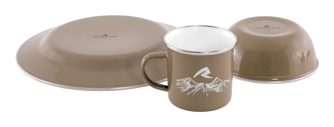 Robens Geschirr-Set Tongass Single Emaille – 350 ml, 26,5 × 40,6 × 8,9 cm, Emaille