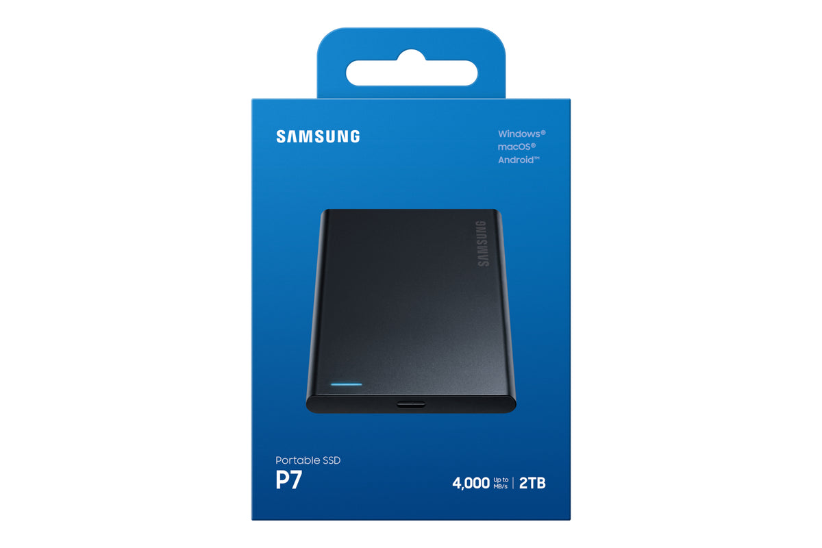 Samsung P7 – 2 TB Portable SSD, USB4 Gen 3x2 (USB-C), 4'000 MB/s lesen, 3'800 MB/s schreiben