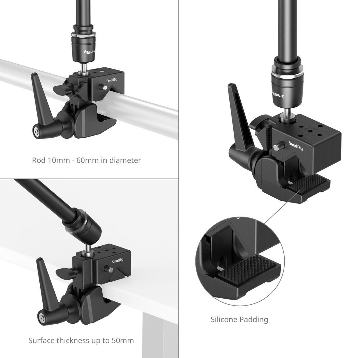 SmallRig 4862 Super Clamp Kit – Halterung mit Magic Arm, 52,4 cm, bis 3 kg, 2-teilig – Aluminium/Schwarz