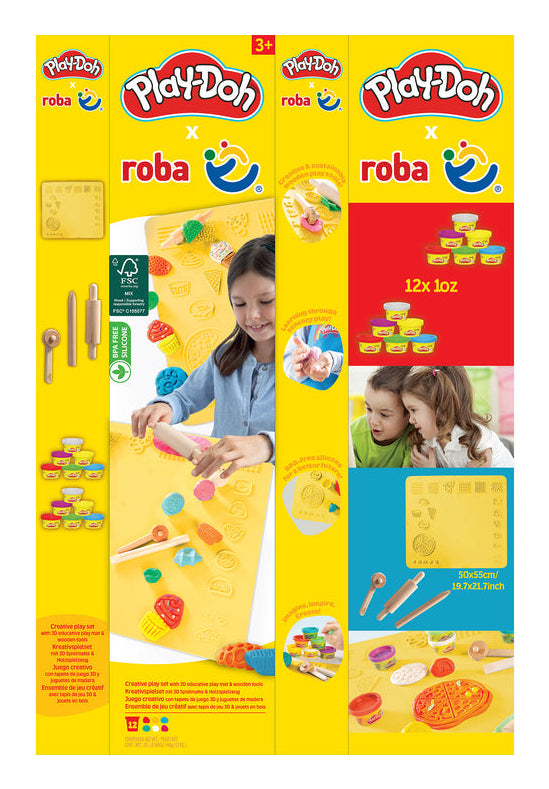 roba Play-Doh Knete-/Modelliermasse-Set – 10-teilig – Ab 3 Jahren – Mit Nudelholz, FSC-zertifiziert