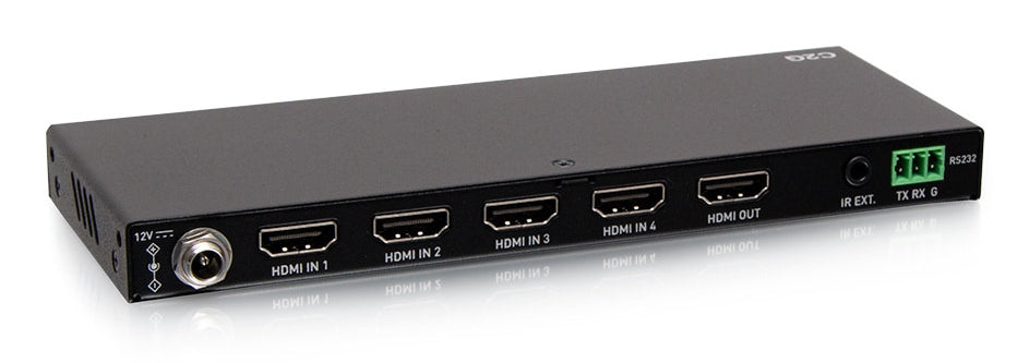 C2G41604 – HDMI Switch, 4× HDMI In / 1× HDMI Out, 4K@60 Hz, HDR, HDCP 2.2, RS‑232, IR, Schwarz