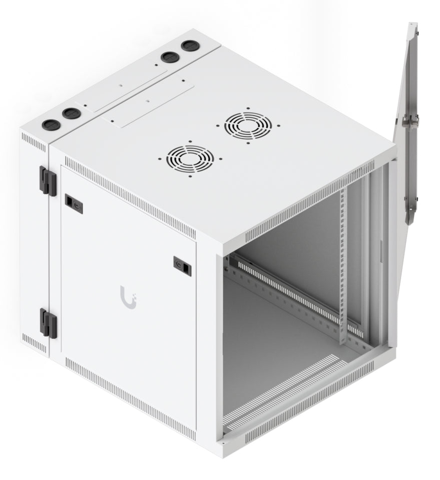 Ubiquiti UACC-Rack-12U-Wand-SW-G – 19" Wandverteiler 12U, abschliessbar, 600 × 703 × 639 mm, weiss, Stahl