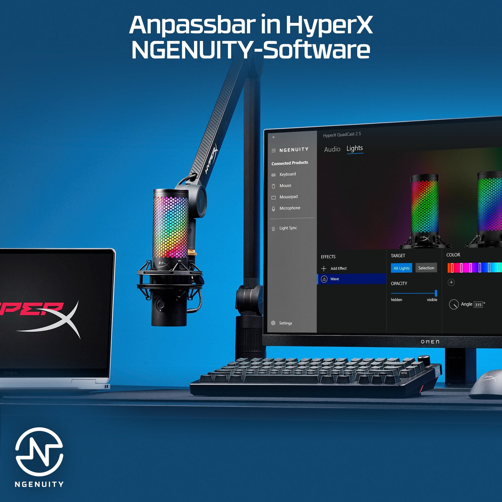 HyperX Quadcast 2 S Tischmikrofon – USB, Kabelgebunden, 20–20'000 Hz, 90 dB, Schwarz