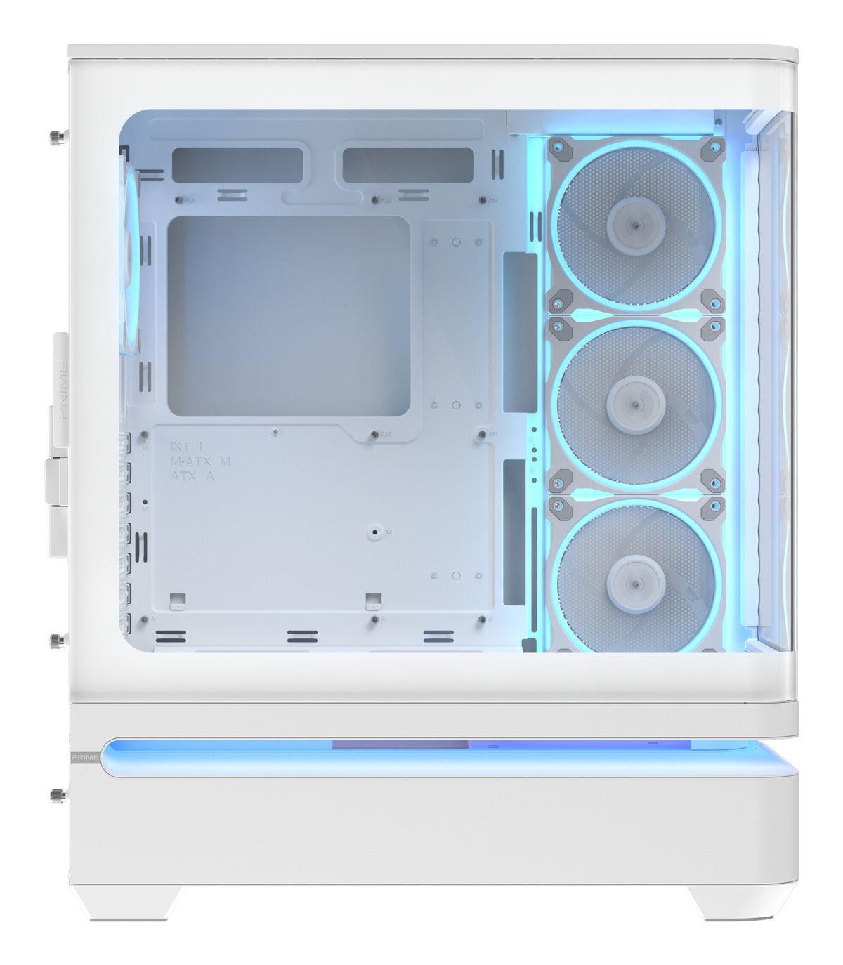 ASUS PRIME AP304 TG – PC-Gehäuse – Weiss, für Mini-ITX/ATX/micro-ATX, 3×120+1×120 mm, Seitenfenster, ARGB